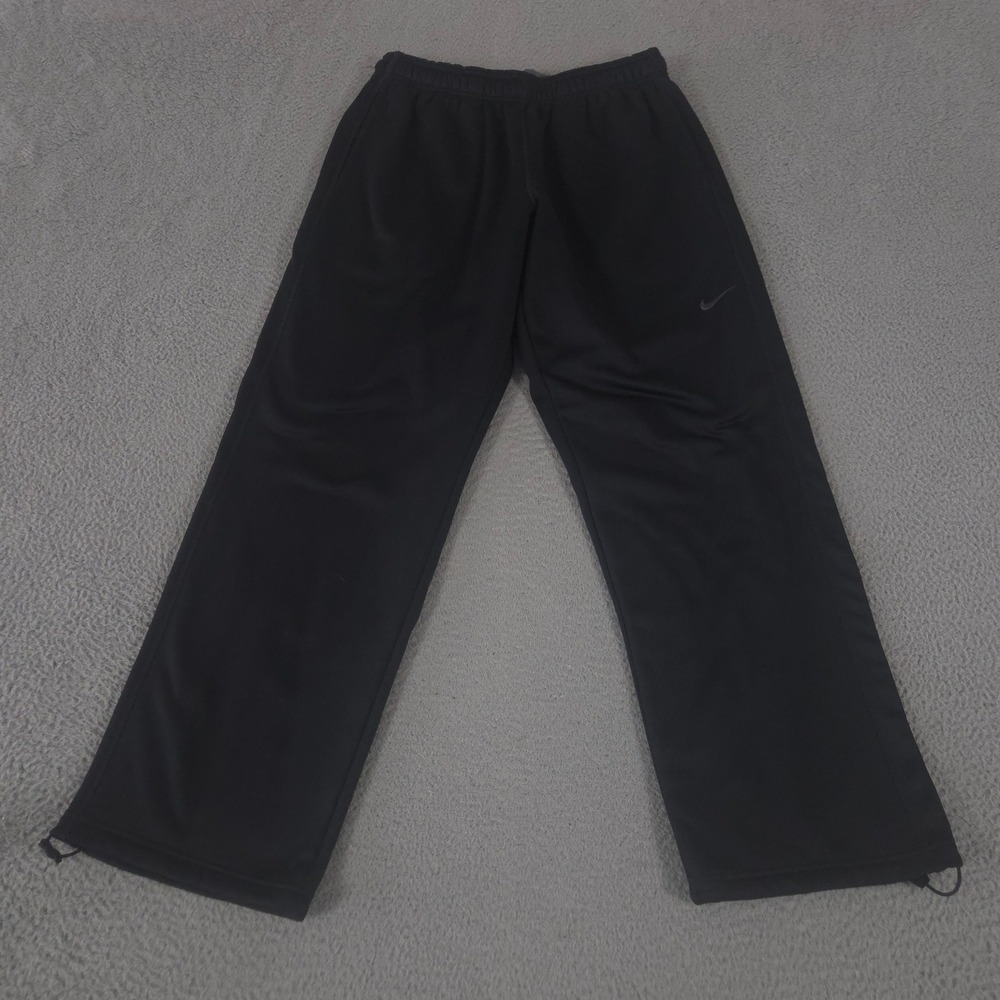 Nike Sweatpants Mens XL Black Therma-FIT Brushed Open-Hem Straight Basketball